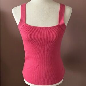 Ellie Tahari Pink Crush Merino Wool Ribbed Tank Top M *NWT*